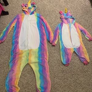 Mommy and me rainbow unicorn pjs set